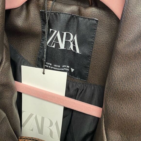 NWT ZARA WASHED FAUX LEATHER OVERSIZED BIKER Jacket Sz S - Picture 4 of 7
